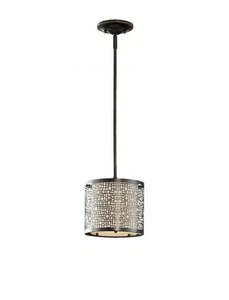 Feiss P1218LAB Light Antique Bronze 1-Light Pendant w/Off-White Linen Shade - Picture 1 of 8