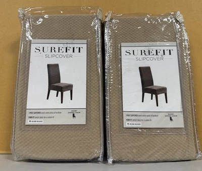 LOTE DE 2 Capa para Cadeira de Sala de Jantar Sure Fit Elástica Pique Tan Cáqui A02057 - Imagem 1 de 4