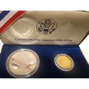 GOLD SILBER Five Dollar 1987 Dollar Commemorative Proof Set (Box & COA) R237 - Bild 1 von 12