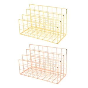 File Storage Rack Iron Large Capacity Bookshelf 3-Layer Desktop Bookends - Picture 1 of 9