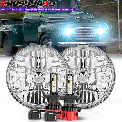 Par de faros LED redondos de 7 pulgadas ajuste alto/bajo Ford F1 1948 1949 1950 1951 1952 Foto 1 de 4