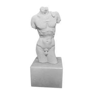 David Torso von Michelangelo Marmorskulptur quadratische Basis aus Alabaster H15cm - Bild 1 von 6