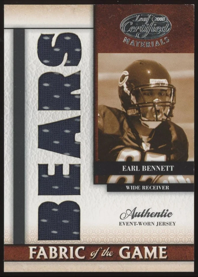 Earl Bennett Rookie Patch /25 #RFOG-1 2008 Leaf Certified Materials Bears Team - Image 1 of 3