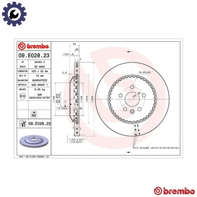 2x BRAKE DISC 09.E028.23 FOR LAND ROVER RANGE/VELAR PT204 2.0L 204DTY 2.0L 4cyl - Image 1 of 4