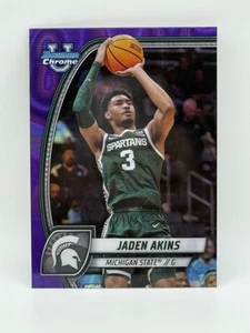 2024-25 Bowman Chrome U #80 Jaden Akins Purple Lava Refractor Spartans - Picture 1 of 2