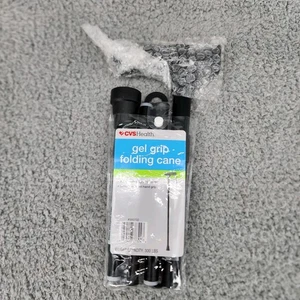 CVS Adjustable Lightweight Walking Cane Foldable Black Gel Grip 300 lb Medical - Picture 1 of 4