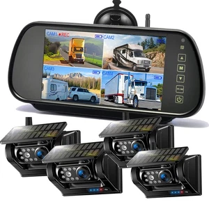 Monitor Espejo Inalámbrico 7" DVR Solar Magnético Cámara de Respaldo Standby para Caravana - Imagen 1 de 25