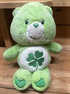 Care Bears Plush Good Luck Bear Green  2002 Vintage Green Four Leaf Clover 13” - Picture 1 of 12