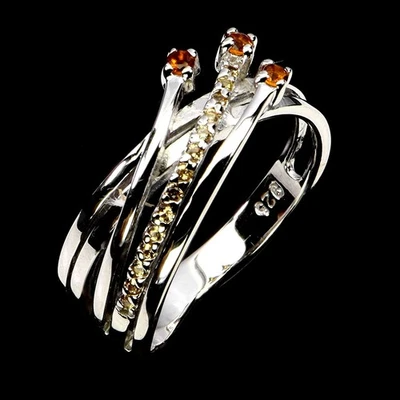 925 Anello Argento Sterling Zaffiro Rotondo Taglio Diamante Gemma Gioielli 7 - Immagine 1 di 4