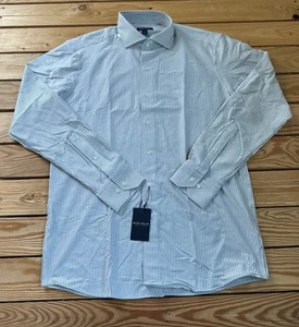 Peter Millar NWT Men’s Stripe Button Down Dress Shirt Size M White D11 - Picture 1 of 8