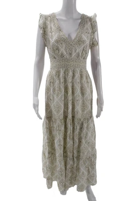 Vestido longo floral Intermix feminino algodão decote em V sem mangas branco tamanho 04 - Imagem 1 de 4