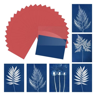 Papel Cianotipo, 12 Hojas Papel Impresión Sol Rojo Artesanía con Tablero, 4.1x5.8" Foto 1 de 4