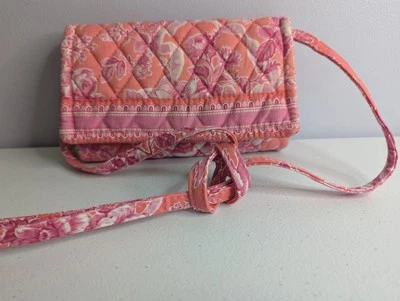 Vera Bradley Hope Toile Tri Fold Cross Body Wallet Purse Pink Floral Quilted - Image 1 of 4