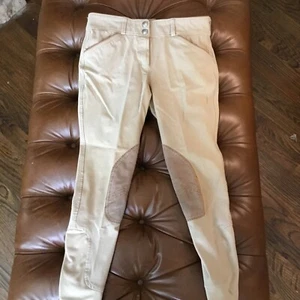 Dover Saddlery Beverly Knee Patch Breech Riding Girls Riding Pants Tan Size 14 - Picture 1 of 6