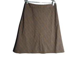 Falda Christopher & Banks marrón a cuadros hasta la rodilla cremallera lateral para mujer talla 12 pequeña - Imagen 1 de 7