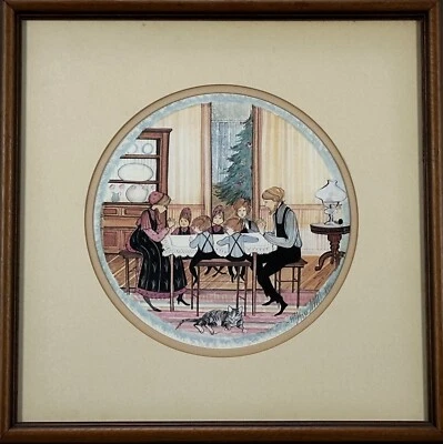 Estampa P Buckley Moss The Blessing emoldurada dupla fosca assinada #3449/7230 (1984) - Imagem 1 de 4