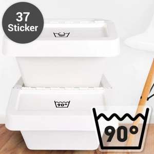 WANDKINGS "Wäsche-Aufkleber" - 37 Stück A4 Badezimmer Wäsche sortieren Kochwäsch - Bild 1 von 8
