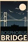 Bosphorus Bridge Istanbul Retro Travel Art Laminated Dry Erase Sign Poster 24X36