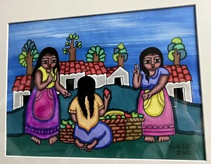 Francisca Huezo (El Salvador), pintura indígena moderna, óleo sobre lienzo, enmarcada - Imagen 1 de 7
