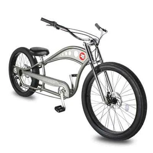 26" Shimano 7 Speed Cruiser bike Fat Tires Disc Brakes Chopper Stretch Bicycle - Picture 1 of 14