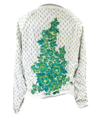 Chaqueta grande para mujer Tiny Anthropologie floral satinado bordado bombardero Foto 1 de 4