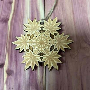 Ornament - Pot Snowflake - Raw Wood 3x3in - Picture 1 of 5