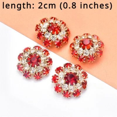 10pcs Glitter Crystal Buttons Rhinestone Flower for Shoes Coat Jacket Decor DIY - Image 1 of 4