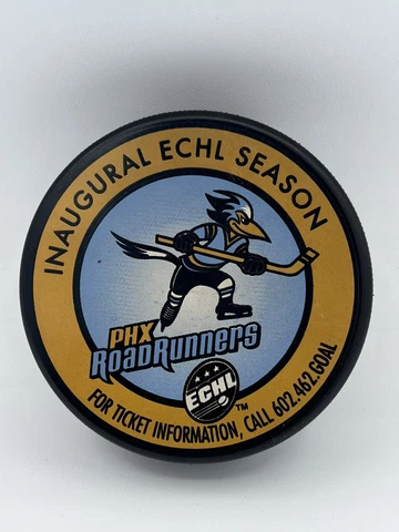 Vintage Phoenix Roadrunners Hockey Team Puck ECHL TM Inagural Season PHX Cover