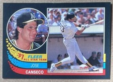 JOSE CANSECO, RARE ! 1991 FLEER ALL STAR CARD, AMAZING !