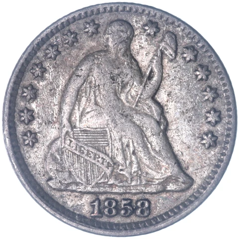 1858 (P) Seated Liberty Half Dime 90% Silver Extra Fine XF See Pics O034 Cover