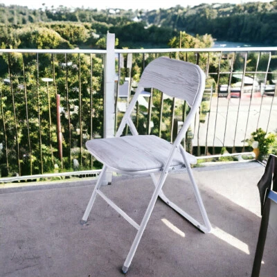 Sedia Pieghevole Salvaspazio Seduta e schienale in PVC Struttura Metallo Grigio - Immagine 1 di 4