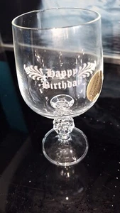 Rowton Crystal - Wine Glass - Happy Birthday - VGC no box - Picture 1 of 9