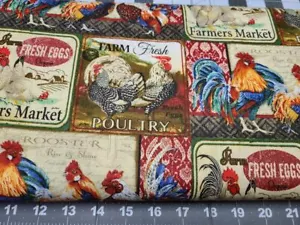 David Textile Rise and Shine Rooster 100% Cotton Fabric - Picture 1 of 1