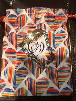 Pulsera Brighton "B" tú mismo, tono plata-oro, diamantes de imitación, vintage Foto 1 de 4