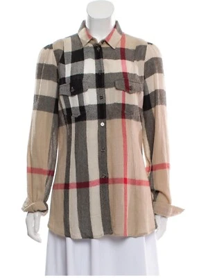 GORGEOUS BURBERRY BRIT WOOL BLEND EXPLODED 格子罩衫 — 第 1/4 张图片