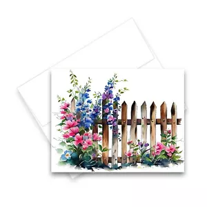 12 All Occasion Notecard Blank with Envelopes Greeting Cards - Garden Fence - Picture 1 of 2