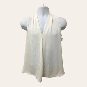 She Sky Womans Cream Sleeveless Cowl Neck Sheer Blouse Size S NWT - Picture 1 of 9