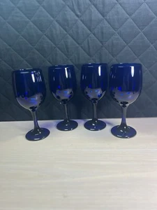 Libbey Vintage Dunkel Kobaltblau Wasser Weingläser Kelche Klassisch 4er Set - Bild 1 von 7