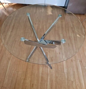 Esstisch 100cm + 2 Samt Stühle Glas Chrom - Bild 1 von 3