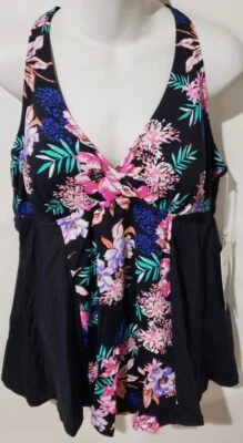 Traje de baño Leilani talla grande de una pieza vestido de baño diluyente abdomen espalda en H negro para mujer Foto 1 de 4