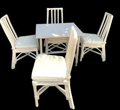 Juego de 5 piezas de comedor vintage McGuire beige ratán asiento de caña Foto 1 de 4