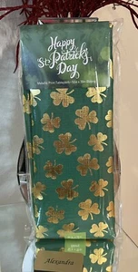 St. Patrick's Day Metallic Print Tablecloth 52in × 70in Oblong Fabric SHAMROCKS - Picture 1 of 4