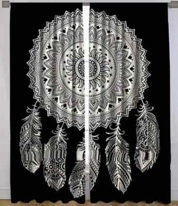 Black Dream Catcher Valances Curtains 100% Pure Cotton Window Door Mandala Print - Picture 1 of 3