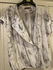 Mint Velvet  White And Grey Marbled Top Blouse Lightweight Zip  Elasticated 14