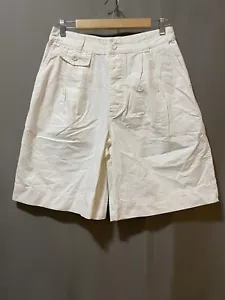 Neu ohne Etikett Free People Damen-Bermuda hoch geschnitten geknöpft Baumwolle Leinen Größe 4 cremeweiß - Bild 1 von 12
