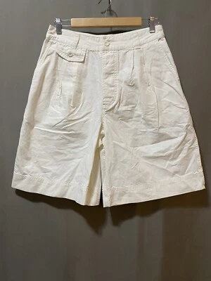 Bermudas cortas Free People para mujer de tiro alto con botones de algodón y lino talla 4 blancas Foto 1 de 4