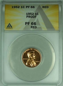 1952 Proof Lincoln Wheat Cent 1C Coin ANACS PR 66 RD (32) - Picture 1 of 2
