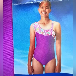 Speedo Purple Kids Swimwear with Floral Accent size Large 14/16 - Picture 1 of 4