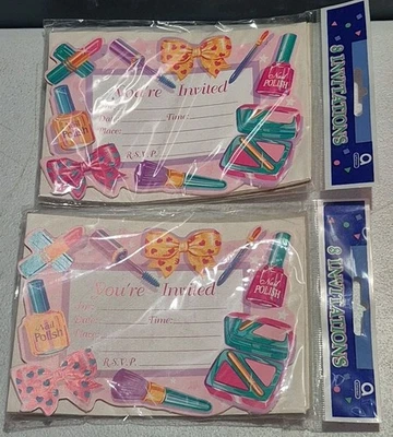 Party Invitations-16 Count-Makeup/Beauty/Cosmetics/Makeover Themed-NIP-Amscan - Image 1 of 4