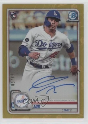 2020 Bowman Chrome Rookie Auto Gold Refractor /50 Gavin Lux #CRA-GL Auto RC - Image 1 of 2